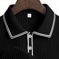 thumbnail image 7 of Telankuip Men's Knit Polo Shirts 2026 Early Spring Long Sleeve Quarter Zipper Polo Sweater Ribbing Pure Color Stretch Slim Fit Soft Comfortable Business Casual Pullover Tops 1-Black XL, 7 of 7