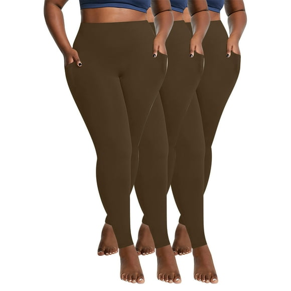 cfhntfmh 3 Pack Plus Size Fleece Lined Leggings Women High Waist Winter Thermal Warm Yoga Pants for Workout Running