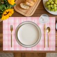 thumbnail image 4 of Pink Plaid Placemats Set of 4, Modern Art Checkered Farmhouse Placemats for Dining Table, Place Mats for Kitchen Tabletop, Waterproof Wipeable Dining Table Mats Set, 4 of 9