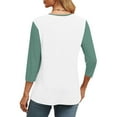 thumbnail image 4 of Womens Workout Tops V Neck Color Block Baseball Tunics Tee 3/4 Sleeve Fashion Comfy Cotton Basic Raglan T Shirts, 4 of 6