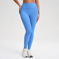 thumbnail image 4 of KANG Fashion Women's Seamless High Waist Yoga Pants Tummy Control Lifting Design 9 Inch Cropped Length Non See Through Stretchy Fitness Leggings For Pilates Running And Workout Sky Blue 6, 4 of 9
