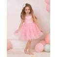 thumbnail image 4 of IBTOM CASTLE Toddler Baby Girls Boho Rainbow Tutu Floral Sequin Sleeveless Backless Ruffle Tulle Dress Princess Birthday Party Sundress 2-3 Years Pink Plaid, 4 of 8