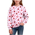 thumbnail image 2 of Girls Pink Heart Print Pullover Sweatshirt - Soft Stretch Crew Neck Long Sleeve for Kidss & Pre-Teens (2-14 Years),Size 11-12 T, 2 of 8