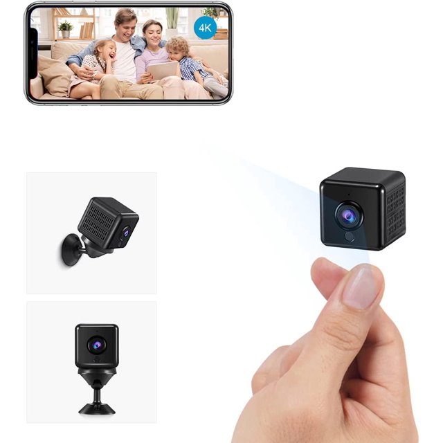 Mini cámara de vigilancia WiFi 4K HD para interiores y exteriores, grabación inalámbrica, detección de movimiento oculto, cámara espía de visión nocturna