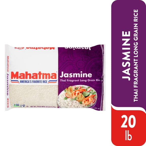 Mahatma Jasmine White Rice, Thai Fragrant Long Grain Rice, 20 lb Bag