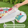 thumbnail image 5 of Pioneer Flower Floral Print Pattern Round Fitted Tablecloth with Elastic Edge,Dining Table Cover Waterproof,Outdoor Round Tablecloth for Camping,Dining,Indoor and Outdoor, 5 of 7