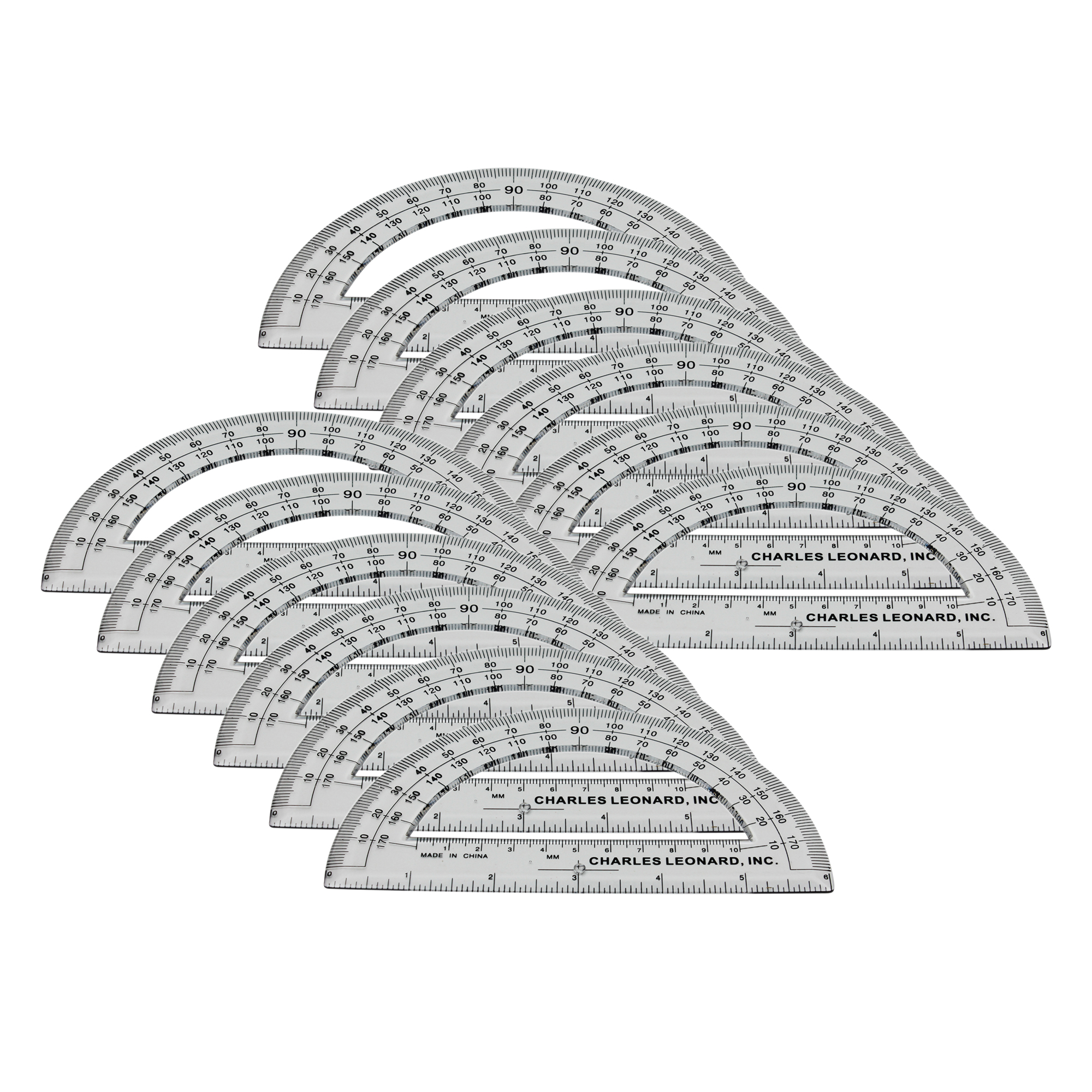 Charles Leonard Protractor Plastic, 6-Inch, 12 Per Pack, 3 Packs