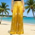 thumbnail image 2 of XUNKUSGA Pants for Women Fashion Boho Print Beach Women's Pants Casual High Waisted Flowy Wide Leg Pants Woman High Waisted Hippie Palazzo Pants S-3XL Yellow, 2 of 5