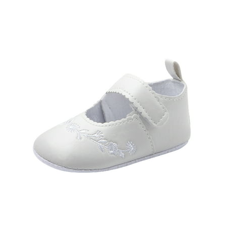 

Bellella Toddler Crib Shoes First Walkers Flats Soft Sole Mary Jane Breathable Princess Dress Shoe Wedding Party White 12-18 months