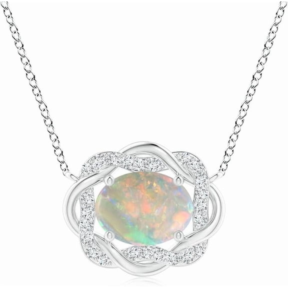 White Opal Pendant Necklace for Women in 925 Sterling Silver | Oval Cut Opal | October Birthstone Jewelry Gift