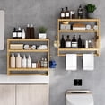 thumbnail image 5 of Bathroom Shelf Storage Organizer, Bathroom Shelf 3-Tier Adjustable Layer Bamboo Organizer with Bar, Hanging, Freestanding Over Toilet Utility Shelves, Beige, 5 of 9