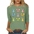 thumbnail image 2 of Fartey 2025 Easter Shirts for Women Cute Bunny Print 3/4 Sleeve Tops Slim Fit Crew Neck Tunic Blouse Plus Size Summer Casual Tees Loose Comfy Holiday T Shirts Mint Green S-5XL, 2 of 6