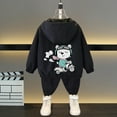 thumbnail image 2 of SERTG Children Casual Light Jacket Spring Fall Long Sleeves Hooded Solid Color Zipper Tops with Cute Printing for Kids 3-16 Years (Black#1,10 Years), 2 of 7