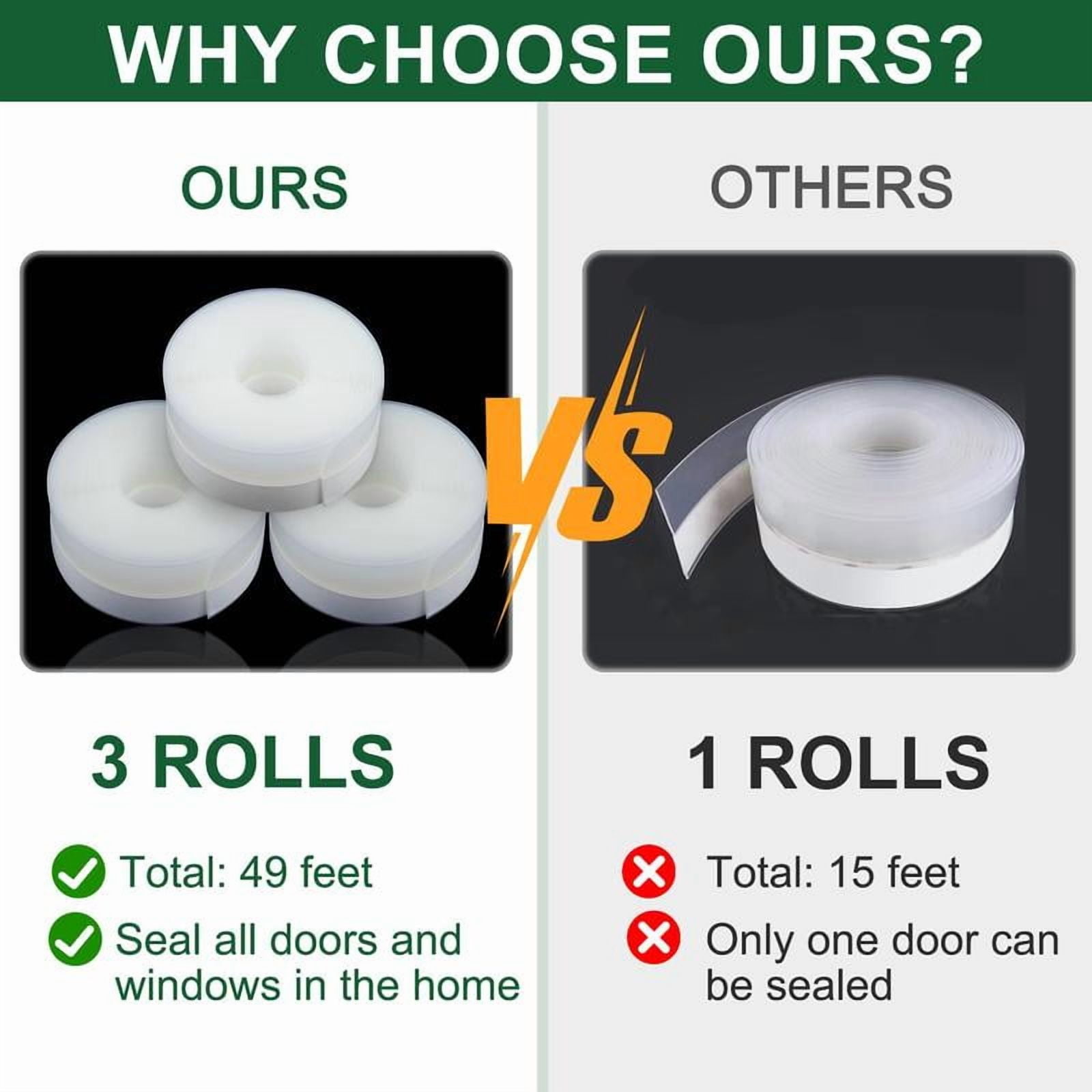 Lentorgi*Seal Insulation Tape Feet Clear Silicone Weather Stripping Door Seal Strips and Door Bottom Draft Barrier Strips for Window Sealing and Door Bottom Sealing