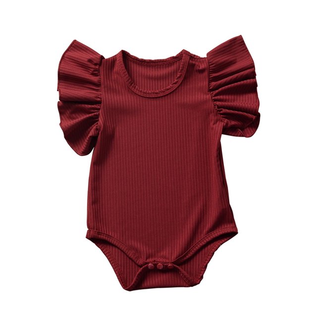 Dvkptbk Baby Girl Clothes Body Bébé Mode Manches Courtes Col Rond Solide Coton Bébé T-Shirt Jumpsuit Romper