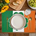 thumbnail image 4 of St. Patrick's Day Placemats Set of 6, Irish Flag Green Lucky Shamrock Placemats for Dining Table, Place Mats for Kitchen Tabletop, Waterproof Wipeable Dining Table Mats Set, 4 of 9
