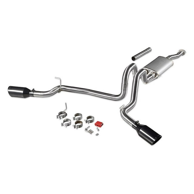 Flowmaster Exhaust System Kit 737918 Signature Series Cat-Back System; 304 Stainless Steel; With Muffler; 2-1/2 Inch Pipe Diameter; Single Exhaust With Dual Exit; Dual Split Rear Exit