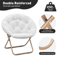 thumbnail image 5 of Monibloom Round Faux Fur Saucer Chair for Adults, Oversized Comfy Chair for Bedroom, Living Room, Dorm, Apartment, with Padded Folding Metal Frame, White (Set of 2), 5 of 10