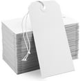 thumbnail image 1 of PinesC 100 Pack White Shipping Tags with Elastic String Blank Labeling Tags with Strings Attached, 4 3/4" x 2 3/8", 1 of 5