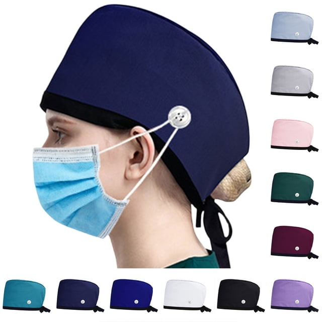 Women's Hair Cover Cap, Solid Color with Snap Button for Adjustable Fit, for Kitchen, Hospital, Salon & Household Chores Pink