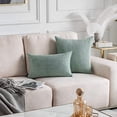 thumbnail image 5 of Spring Pillow Covers 20x20 inch Solid Supersoft Corduroy Stripes Square Throw Pillows for Couch Decor, 50x50cm, 20 x 20 Inch, Iceburg Green, 5 of 7