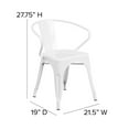 thumbnail image 4 of Flash Furniture Luna Commercial Grade White Metal Indoor-Outdoor Chair with Arms, 4 of 12