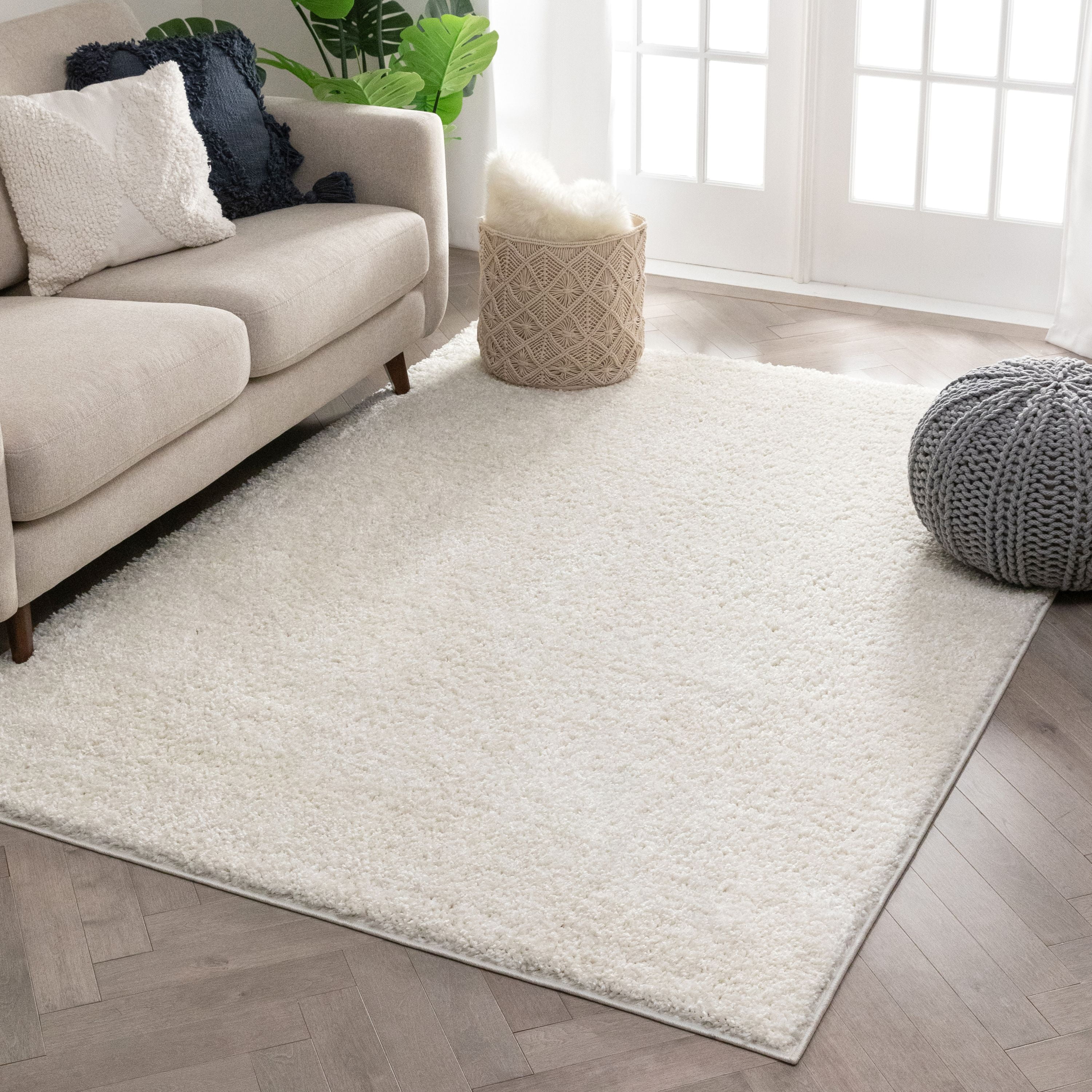 Well Woven Solid Color Ivory Soft Shag Area Rug 5x7 5 3 X7 3 Walmart Com Walmart Com