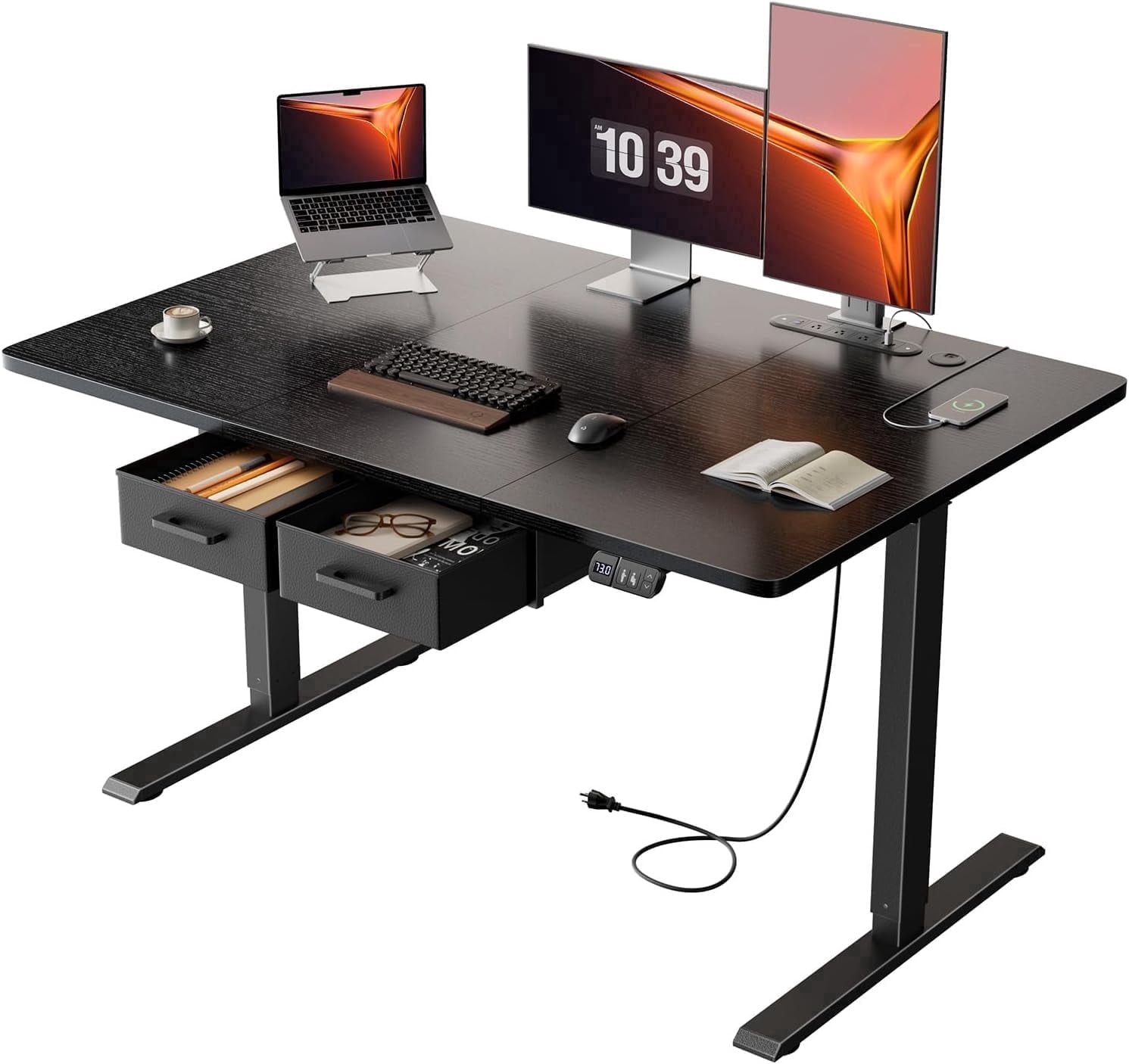 Atlantic Sit Stand Height Adjustable Desk with Side Crank and