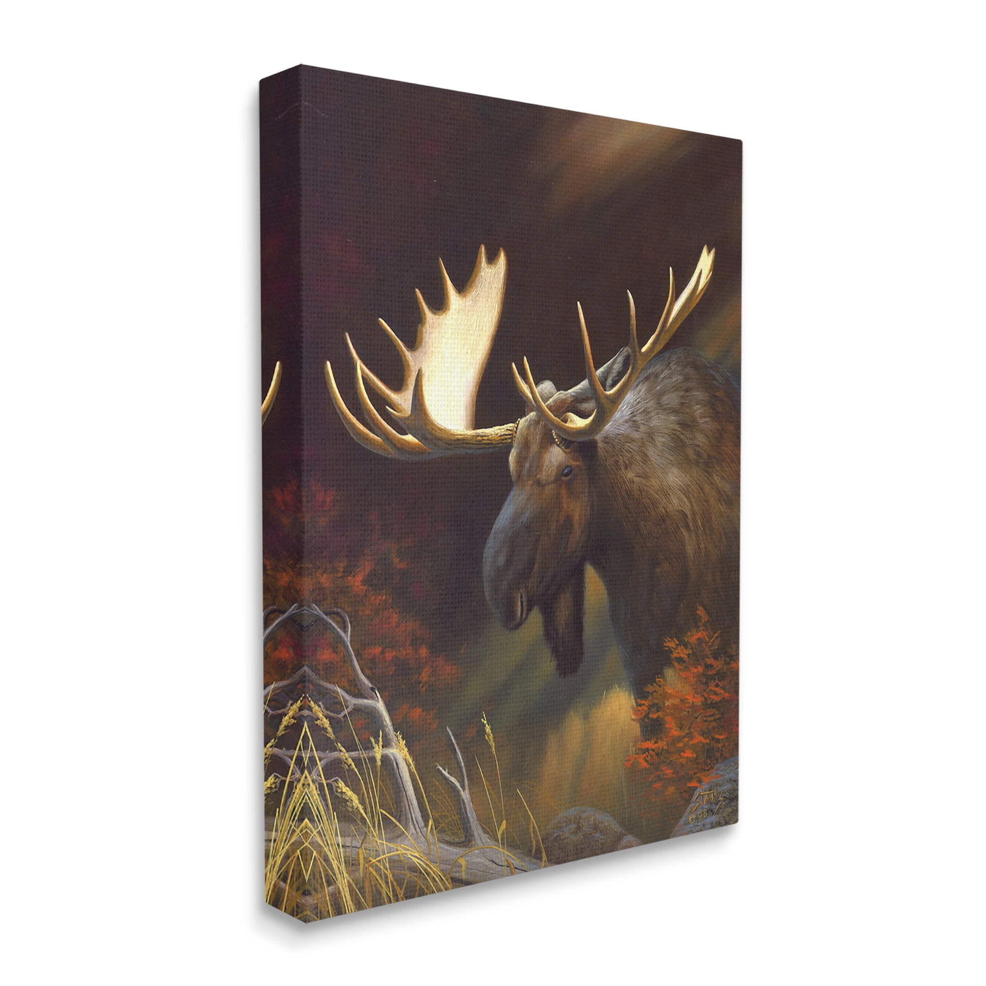 Stupell Industries Woodland Moose Portrait Animals & Insects Painting Gallery Wrapped Canvas Art Print Wall Art, 36 x 48