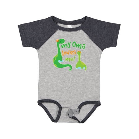 

Inktastic My Oma Loves Me Dinosaur Gift Baby Boy Bodysuit