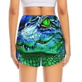 thumbnail image 4 of Uemuo Colorful Stained Glass Crocodile Pattern Women's Athletic Shorts High Waisted Running Shorts with Liner Pockets Gym Elastic Workout Shorts-, 4 of 9