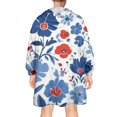 thumbnail image 2 of Wearable Oversized Blanket,Pioneer Flower Floral Print Pattern Wearable Blanket Hoodie for Adults,Cozy Hooded Blankets with Super Pockets,Super Warm Fuzzy Pullover for Women & Men, 2 of 6