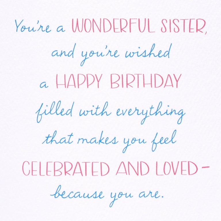 Nobleworks Birthday Sister Greeting Card With 5 X 7 Inch Envelope (1 Card) Special Sister C10622BSG