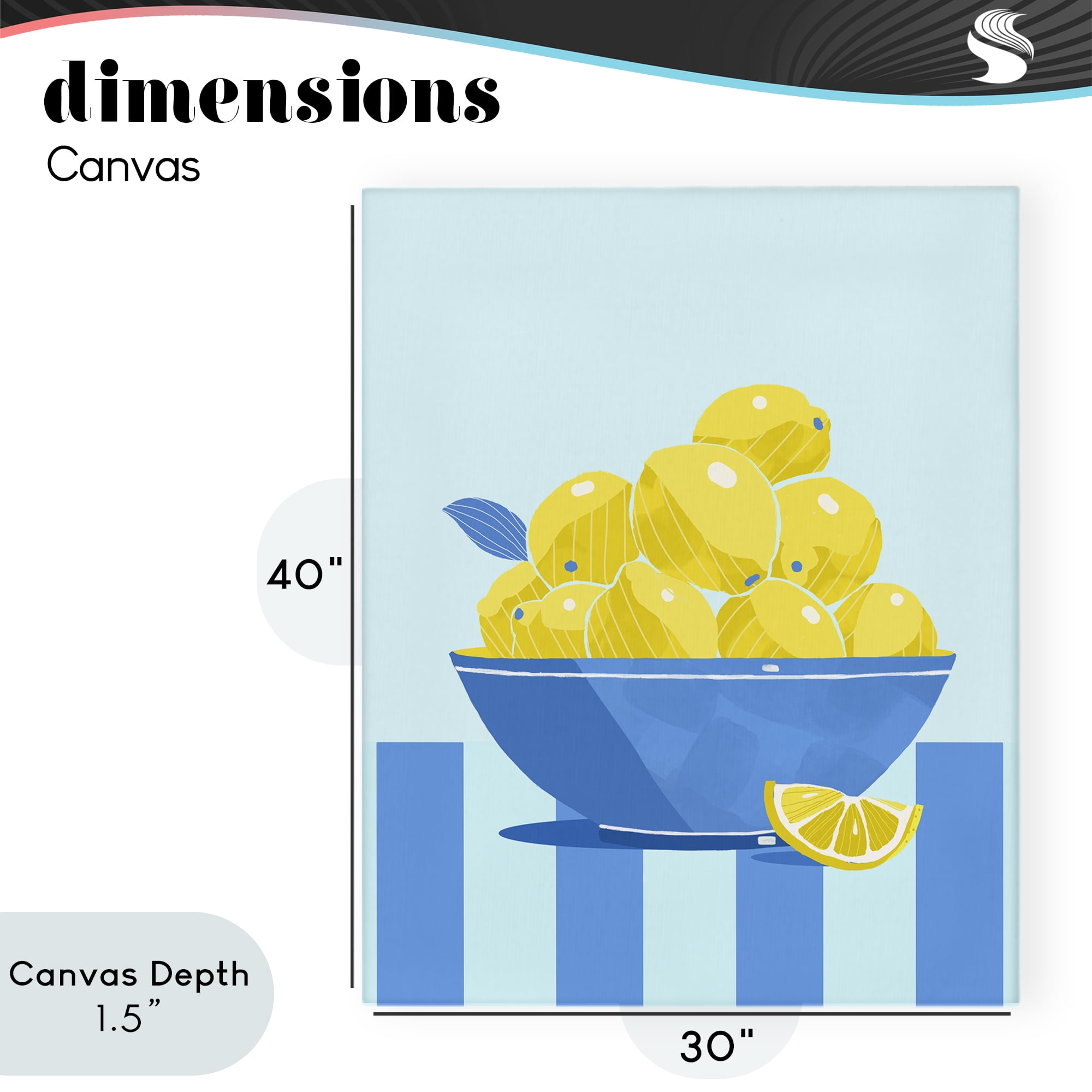 Stupell Industries Yellow Lemon Bowl Striped Canvas Wall Art, design by Lucca Sheppard