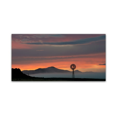 Orange Windmill - Trademark Fine Art 'Mountains and Windmill' Canvas Art by Dan Ballard