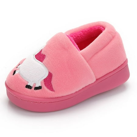 

JACKSHIBO Toddler Slippers for Girls Boys Soft Plush Inner Slip-on House Slippers for Kids Pink