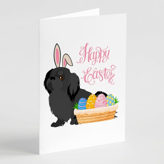 Black Pekingese Easter Greeting Cards and Envelopes Pack of 8 7 in x 5 in