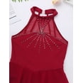 thumbnail image 7 of iiniim Girls Rhinestones Mock-Neck Figure Ice Skating Dress Gymnastic Ballet Dance Leotard Competition Costumes Burgundy 10, 7 of 7