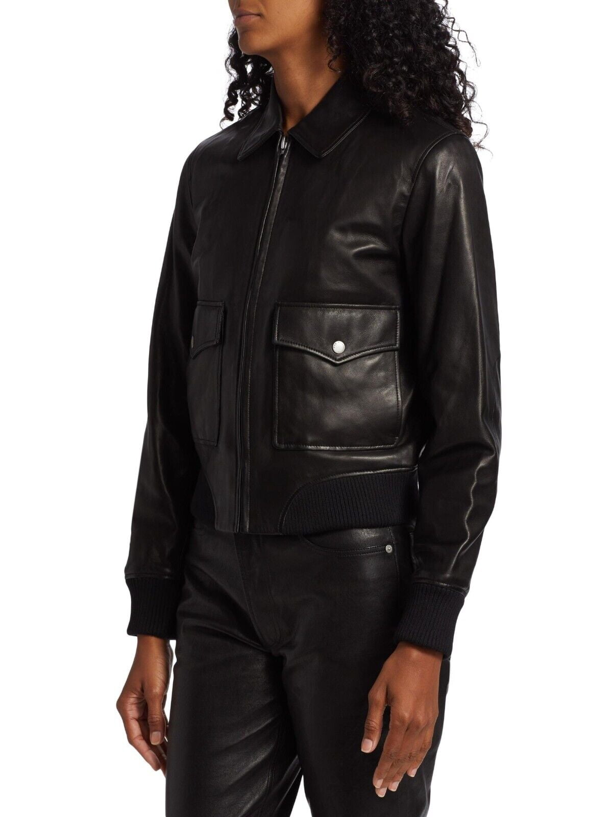 Rag & Bone Women's ICONS Andrea Lamb Leather Jacket Black