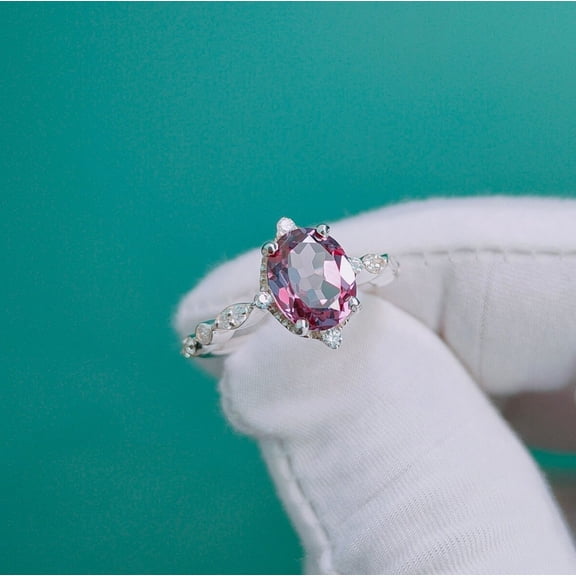 Alexandrite Ring, 925 Sterling Silver Ring, Lab created Alexandrite Ring, Color Change Stone Ring, Oval Cut Alexandrite Ring, Ring for gift