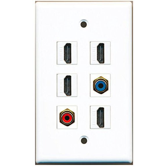 RiteAV - 4 HDMI 1 Port RCA Red 1 Port RCA Blue Wall Plate