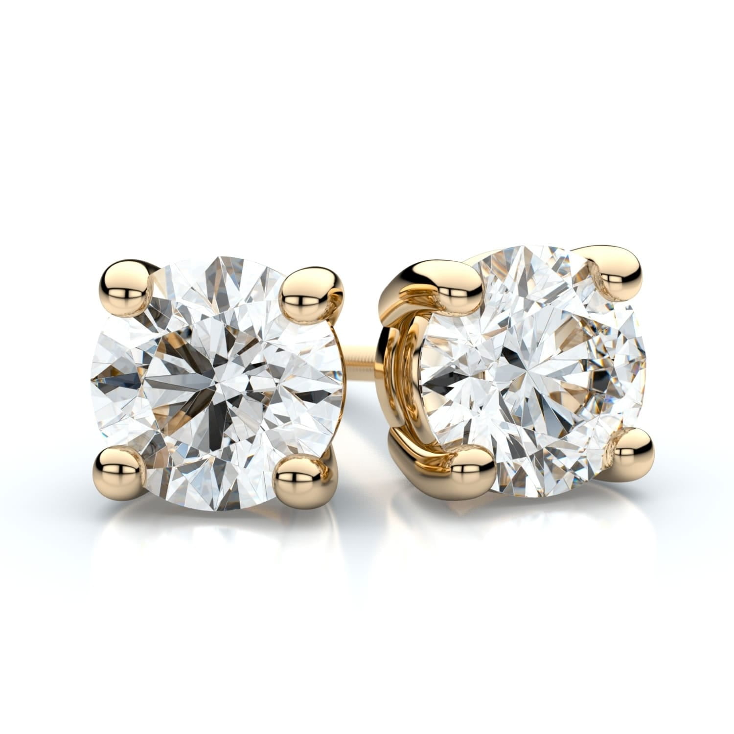 Paris Jewelry 14k Yellow Gold Over Silver 8mm Round Cut Created White Diamond Stud Earrings