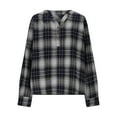 thumbnail image 3 of Flannel Shirt Women Button Front V-Neck Pullover Plaid Shirts Christmas Casual Long Sleeve Fall Flannels Tops, 3 of 8