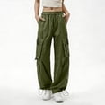 thumbnail image 3 of Cargo Pants Women Casual Straight Fit High Waisted Athletic Pants with Pockets Summer Trendy Womens Clothes, 3 of 7