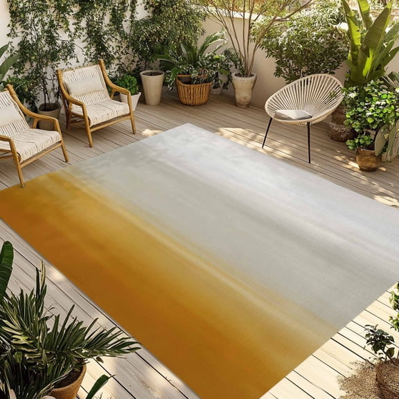 Burnt Orange Beige Ombre Outdoor Rug for Patio/Deck/Porch, Non-Slip Large Area Rug 5 x 8 Ft, Modern Abstract Art Texture Indoor Outdoor Rugs Washable Area Rugs, Reversible Camping Rug Carpet Runner