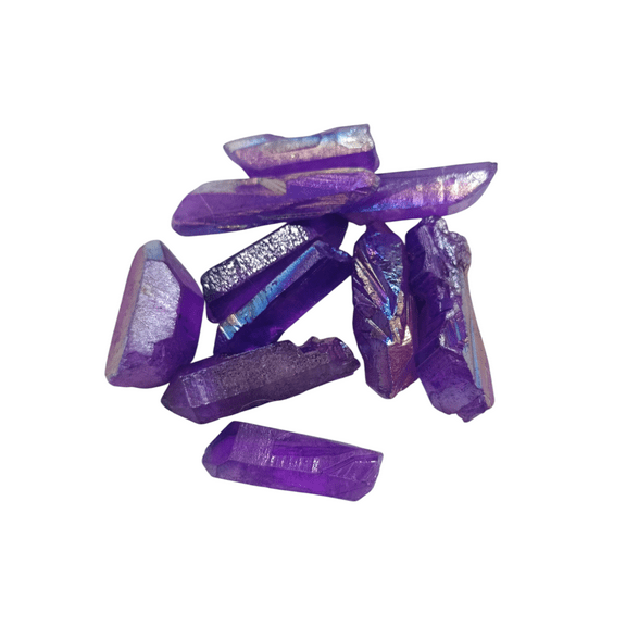5 pcs Purple Aura Quartz Natural Crystal Point and Healing Stone Flint Rock Point 2 inch