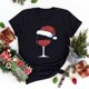 thumbnail image 2 of Gibobby Camisa navideña mujer Camiseta de manga corta con cuello redondo y estampado de Navidad para mujer(Negro,M), 2 of 5