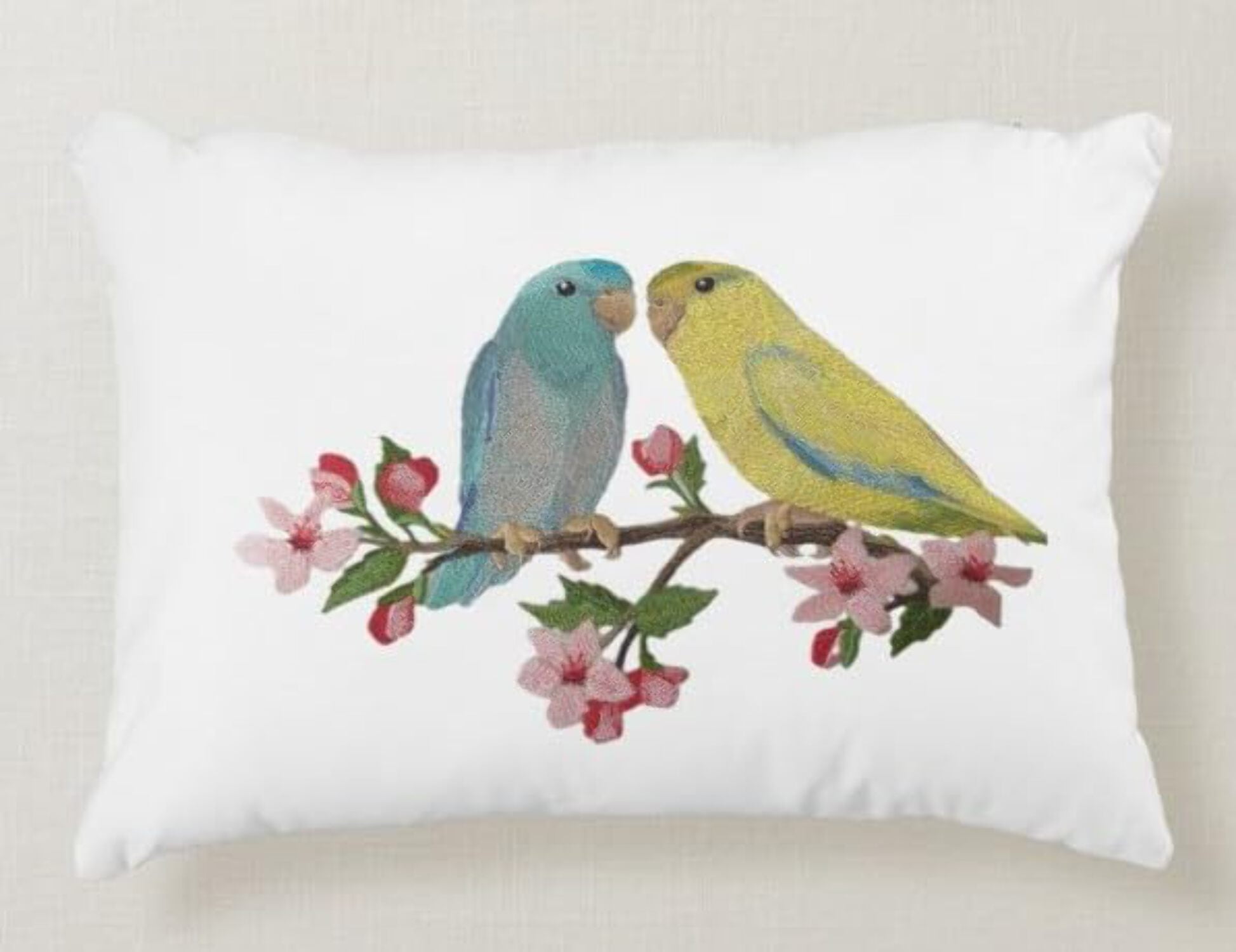 Custom Birds Parrotlet on Cherry Blossom Branch Beyond Vision (10.33" x 6.89")