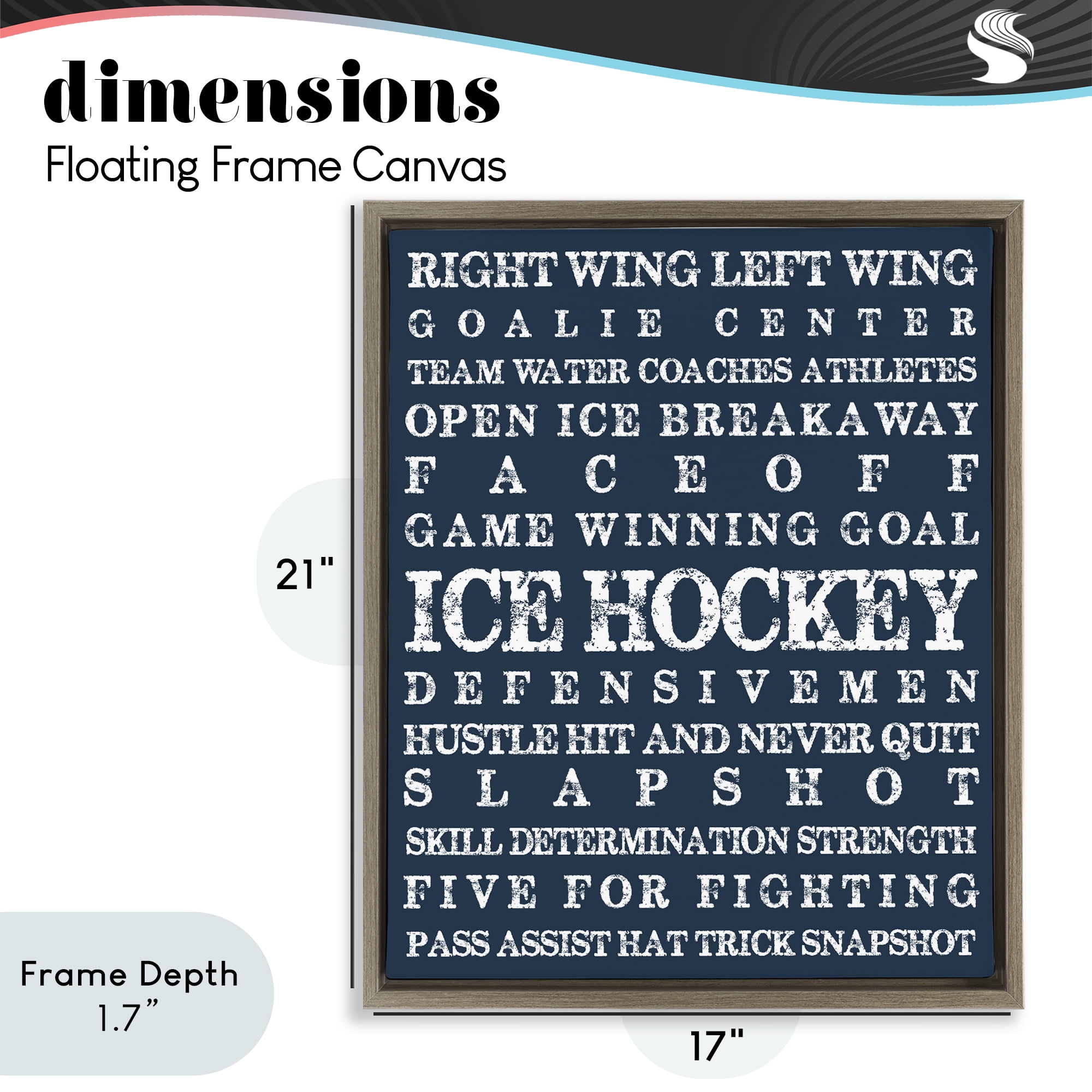 Stupell Industries Ice Hockey Expressions Brown Framed Floater Canvas Wall Art, design by Melody Hogan