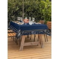 thumbnail image 2 of Outdoor Tablecloth with Umbrella Hole and Zipper, Navy Blue Geometric Rectangle Table Cloth 60x84 Inch Waterproof Tablecloth, Farmhouse Geo Retro Art Watercolor Picnic Table Cover for Patio Camping, 2 of 7